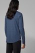 Slim-fit shirt in cotton jersey with leaf print, Dark Blue