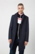 Extra-slim-fit coat in water-repellent cotton, Dark Blue