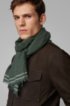 Melange scarf with light fringing and striped ends, Green