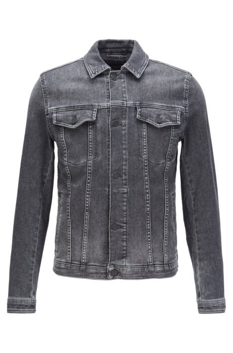 Regular-fit jacket in grey super-stretch denim, Grey