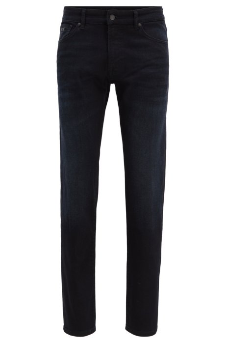 Regular-fit jeans in dark-blue comfort-stretch denim, Dark Blue