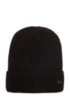Cotton-blend beanie hat with two-tone ribbing, Black