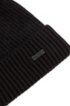 Cotton-blend beanie hat with two-tone ribbing, Black