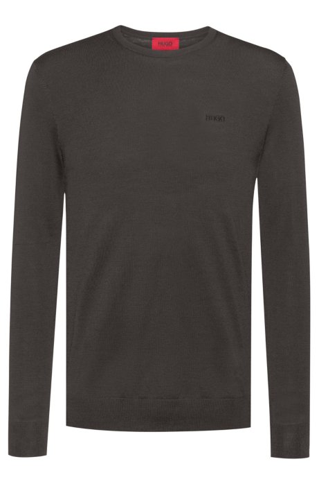 Slim-fit sweater in a merino-wool blend, Dark Green