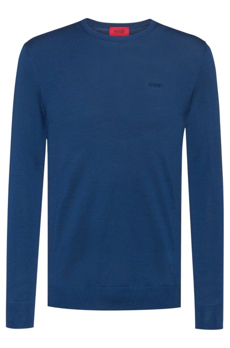 Slim-fit sweater in a merino-wool blend, Dark Blue