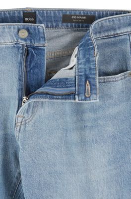 BOSS - Regular-fit jeans in bright-blue 