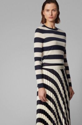 Slim-fit sweater in striped virgin wool