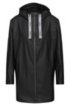 Water-repellent hooded raincoat with logo drawcords, Black