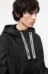Water-repellent hooded raincoat with logo drawcords, Black