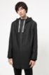 Water-repellent hooded raincoat with logo drawcords, Black
