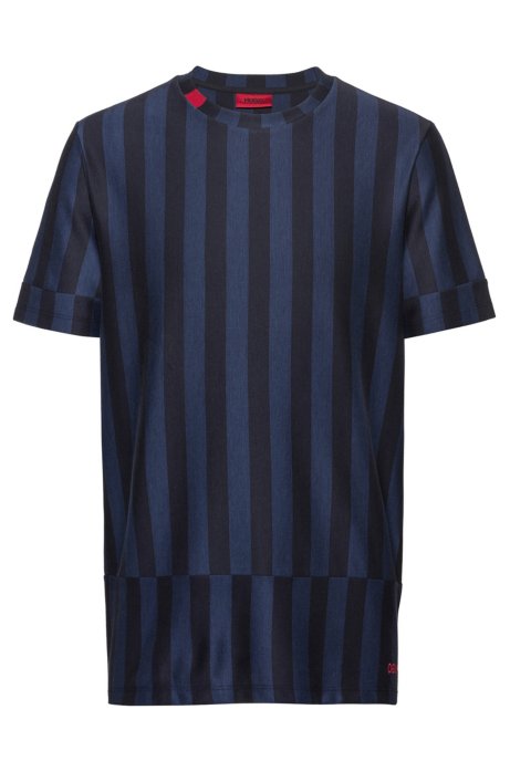 Relaxed-fit cotton T-shirt with mixed stripes, Patterned