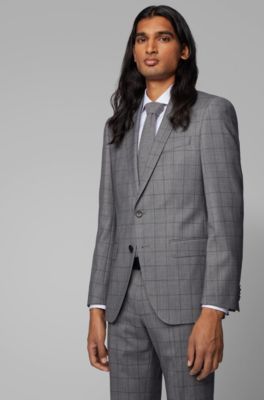 hugo boss grey check suit