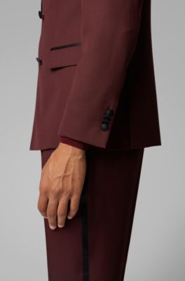 hugo boss maroon suit