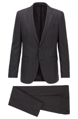 BOSS - Slim-fit suit in striped virgin wool