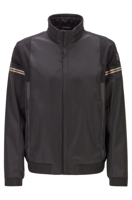 Zip-through jacket in water-repellent two-layer fabric, Black