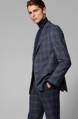 hugo boss blue checkered suit
