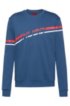 Logo sweatshirt in interlock cotton with printed stripe, Blue