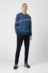 Logo sweatshirt in interlock cotton with printed stripe, Blue