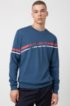 Logo sweatshirt in interlock cotton with printed stripe, Blue