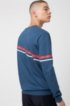 Logo sweatshirt in interlock cotton with printed stripe, Blue