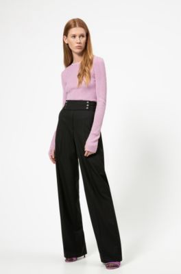 Regular-fit trousers with high-rise waist