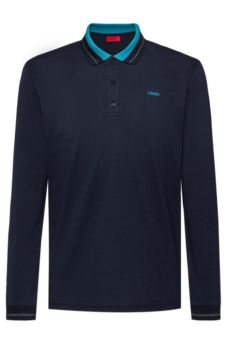 Regular-fit polo shirt in cotton piqu&eacute;, Dark Blue
