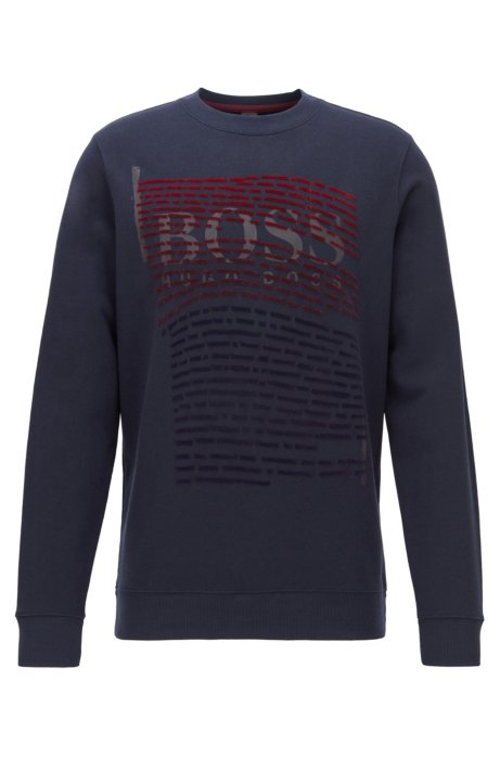 Relaxed-fit sweatshirt with gradient flock-print logo artwork, Dark Blue