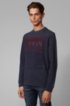 Relaxed-fit sweatshirt with gradient flock-print logo artwork, Dark Blue