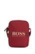 Logo reporter bag in structured nylon with adjustable strap, Dark Red