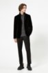 Regular-fit jacket in cotton velvet with front zip, Black