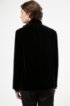 Regular-fit jacket in cotton velvet with front zip, Black