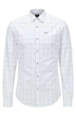 BOSS - Slim-fit shirt in checked cotton 
