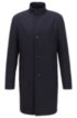 Slim-fit formal coat in water-repellent cotton, Dark Blue