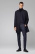 Slim-fit formal coat in water-repellent cotton, Dark Blue
