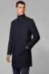 Slim-fit formal coat in water-repellent cotton, Dark Blue