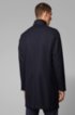 Slim-fit formal coat in water-repellent cotton, Dark Blue