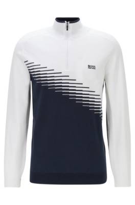 Hugo Boss Colour block Golf Sweater In Water repellent Fabric In