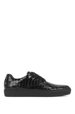 crocodile pattern lace up sneakers