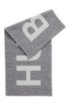 Logo-jacquard scarf in a brushed wool blend, Grey