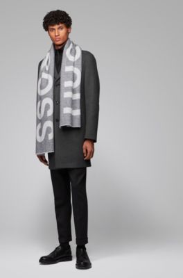 Logo-jacquard scarf in a brushed wool blend