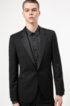 Extra-slim-fit tuxedo in patterned virgin-wool serge, Black