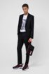 Extra-slim-fit wool-blend suit with metallic stripes, Black
