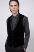 Extra-slim-fit velvet waistcoat with tonal trims, Black