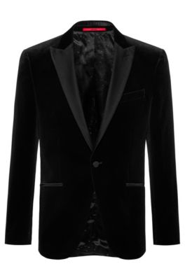 HUGO - Slim-fit evening jacket in velvet