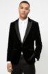 Slim-fit evening jacket in velvet, Black
