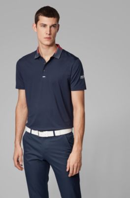 navy blue golf shirt