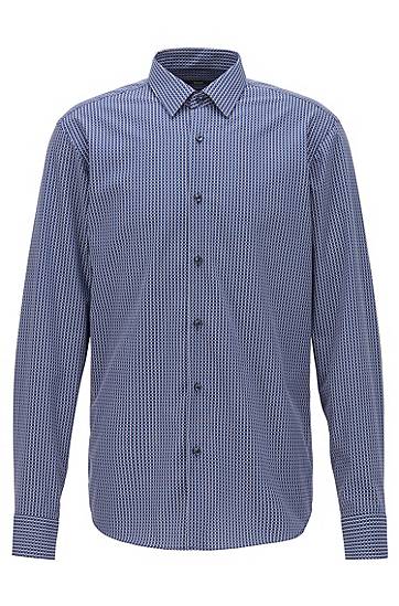 Hugo Boss Regular-fit Shirt With Knit-effect Print In Dark Blue
