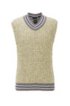 Sleeveless sweater in mercerised cotton with striped trims, Gold