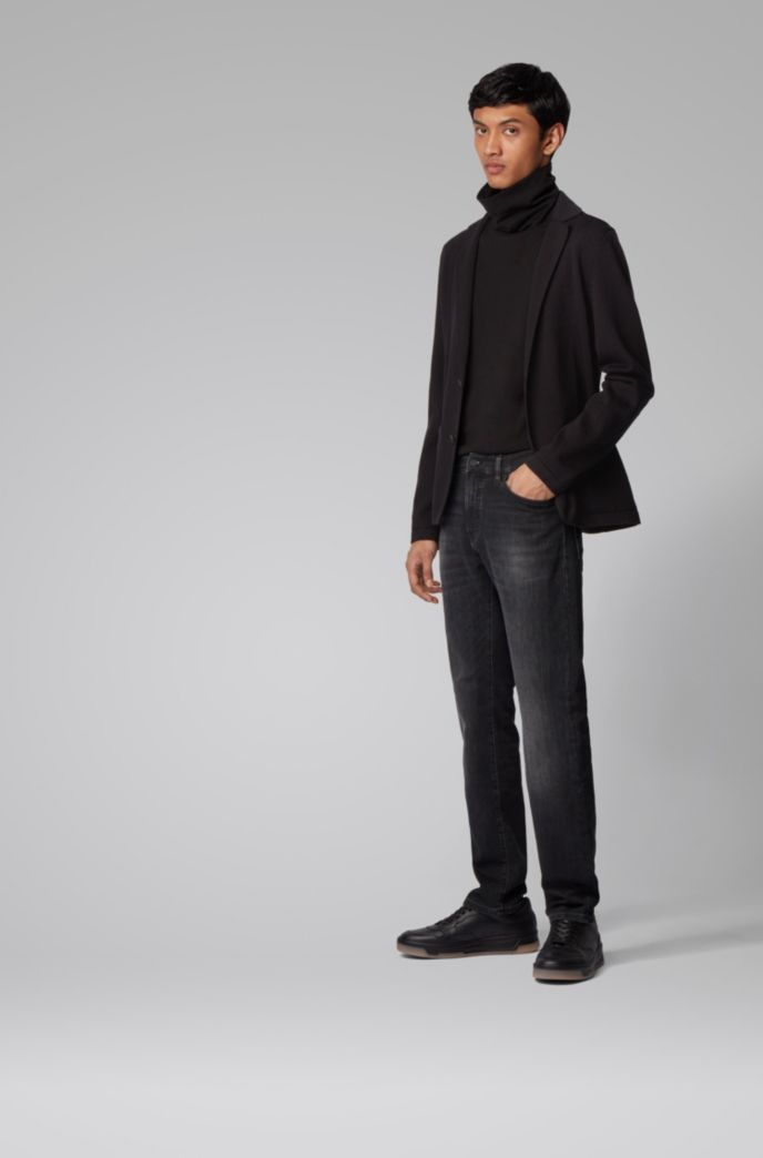 Regular-fit jacket in finely ribbed Italian cotton