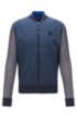 Blouson jacket with contrast panels and college collar, Dark Blue